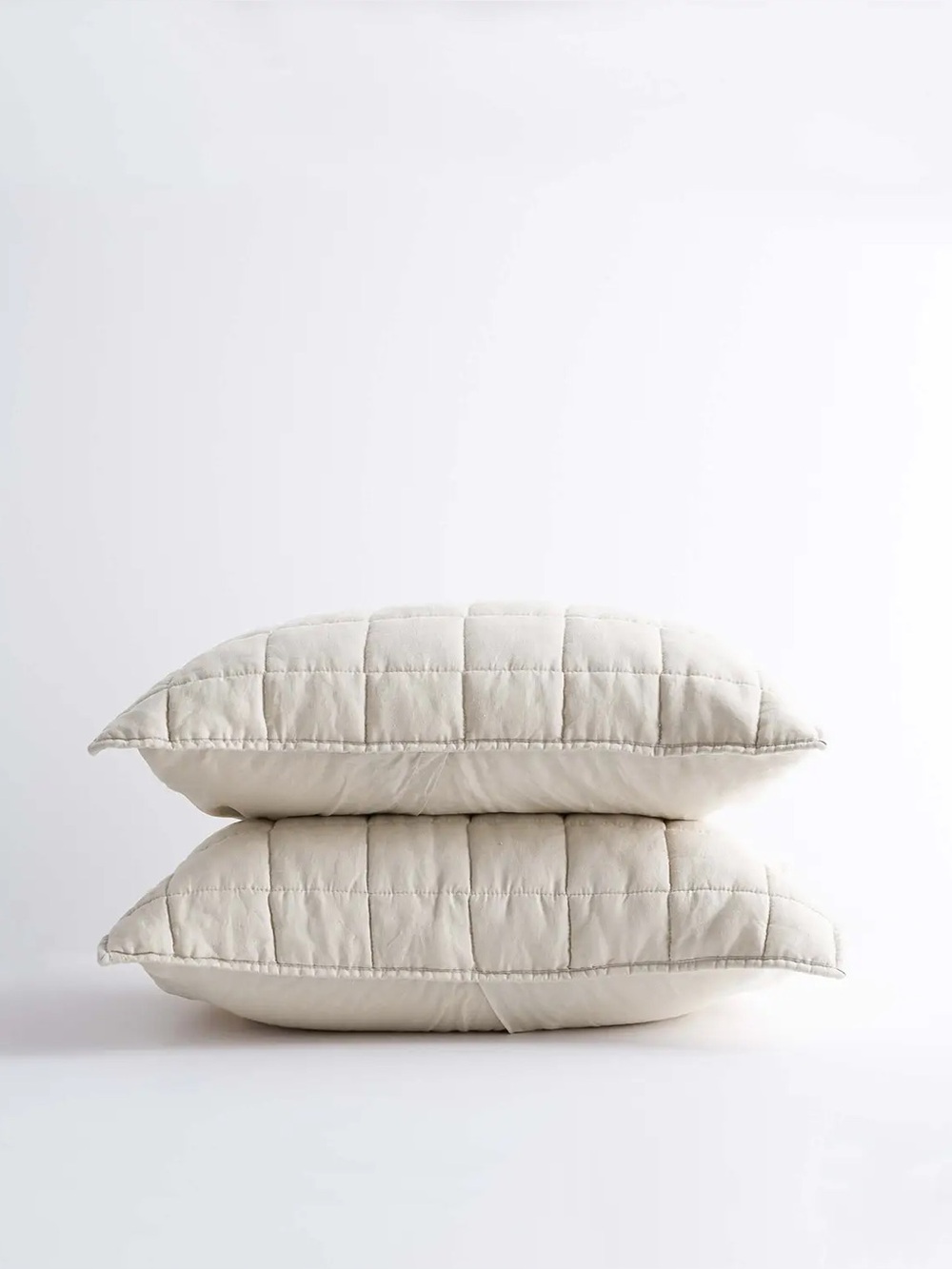 NWT QUINCE European Linen Box Quilted Sham Set Standard Sand 7920